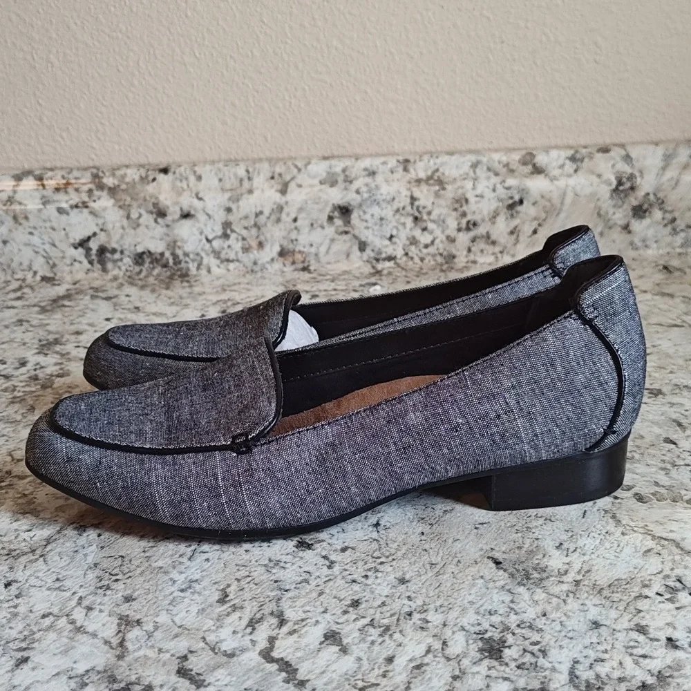 Clarks Artisan Keesha Luca Loafers Womens 8 Black‎ Fabric Textured Slip On Shoes